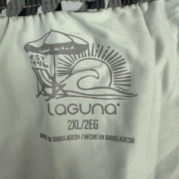 Laguna Swim Mens 2XL Volley Shorts Charcoal/Yellow Geometric Print 7" Inseam - Picture 8 of 15